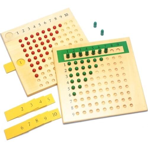 Early Wooden Montessori Materials Mathematics Teaching Toys Multiplication & Division Math Toy Beads Board Red Green Learning