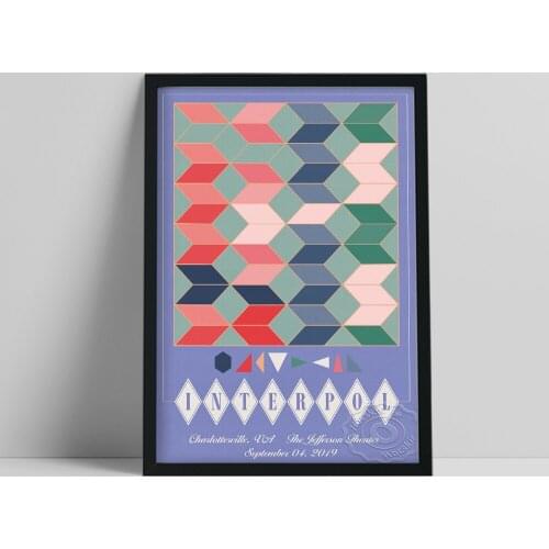 Rock Band Interpol Propaganda Poster, Colored Geometric Pattern Painting, Music Band Interpol Wall Picture, Music Fan Collect