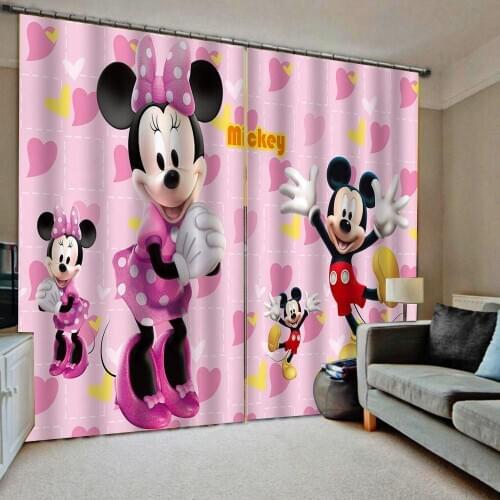 Pink girls curtains 3D Curtain Luxury Blackout Window Curtain Living Room cartoon curtains