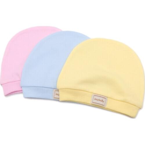 0-6M Newborn Baby Hat Cotton Solid Caps Toddler Boy Girl Infant Beanie Hat Spring Autumn Winter Childrens Hats Newborn Caps