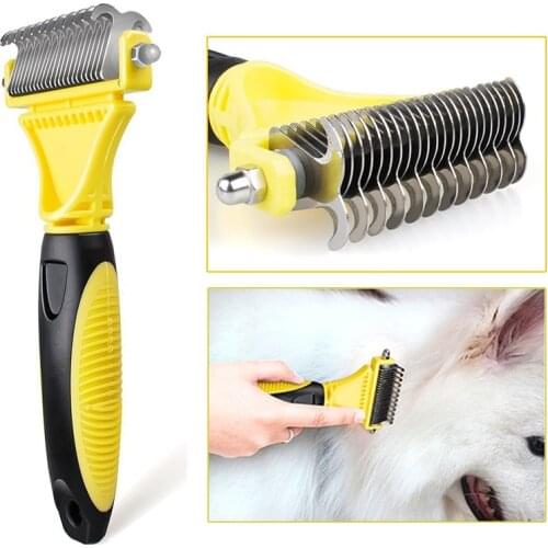 Pet Dog Cat Brush Comb Dematting Grooming Deshedding Trimmer Tool Pets Cat Hair Fur Removal Brushes Metal Rake
