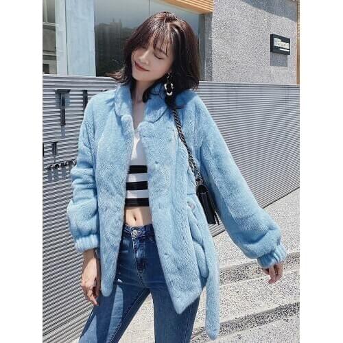 2020 new imported mink coat female young fashion short fur mink whole mink velvet coat stand collar