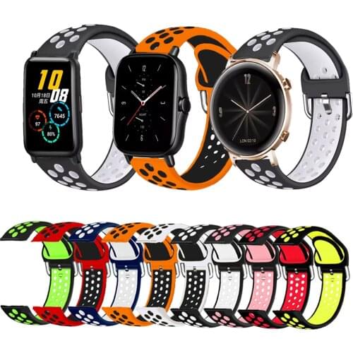 Silicone Original watch band For Huawei Watch GT 2 42/Honor ES smart watch strap For Huami Amazfit GTS 2 Replacement wristband
