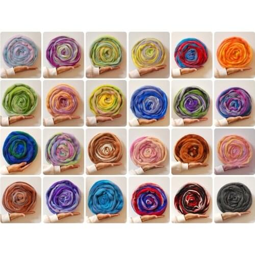 Blended Wool Roving 50g 24 Type Merino Mixed Fiber Hand Dyed Wool Top Art Wet Felting Supplies Needle Felting DIY Wool Roving
