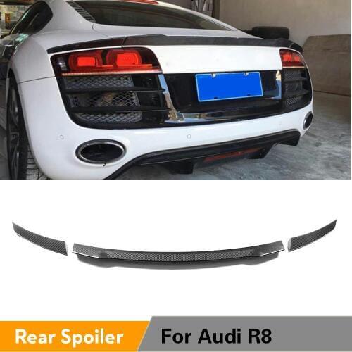 3PCS for Audi R8 GT V8 V10 2008 - 2014 Rear Trunk Lid Spoiler Wing Lip Car Styling Carbon Fiber / FRP Black