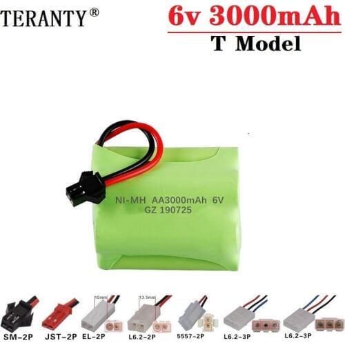 T Model ) 6v 3000mah NiMH Battery For Rc toys Cars Tanks Trucks Robots Boats Guns 6v Rechargeable Battery AA Battery Pack 1Pcs