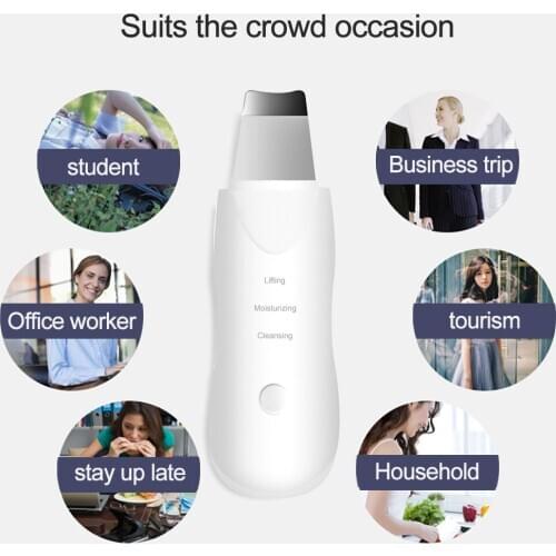 USB Facial Skin Scrubber Ultrasonic Professional Ion Deep Face Cleaning Peeling Rechargeable Skin Care Device Beauty Instrument