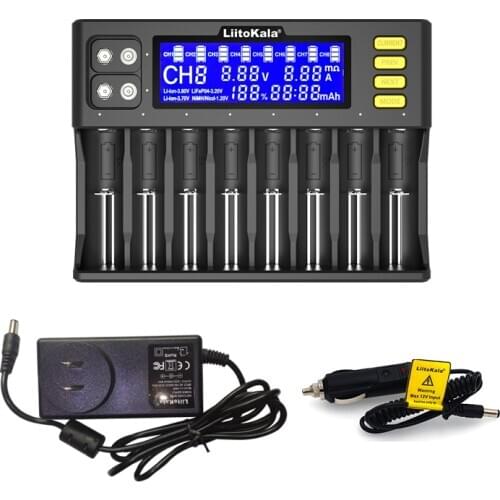 LiitoKala Lii-S8 Battery Charger Li-Ion 3.7V NiMH 1.2V Li-FePO4 3.2V IMR 3.8V charger for 18650 26650 21700 26700 AA AAA