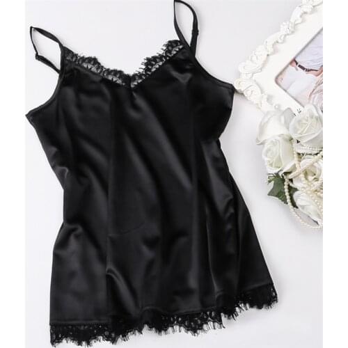 Korean Fashion Silk Women Camis Streetwear Satin Sexy Tops Lace Sleeveless White Female Tank Tops Plus Size XXXL/4XL White Shirt