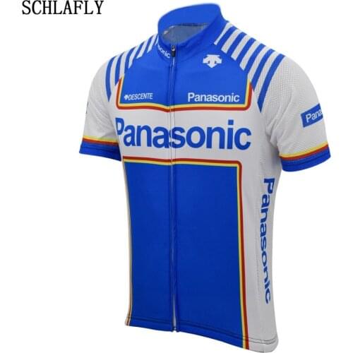 Retro classic cycling jersey summer blue short sleeve tour bike wear jersey road jersey breathable cycling clothing schlafly