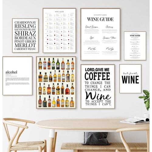 Wine Wall Art Canvas Painting The Wine Handbook Chart Poster Kitchen Decor , Wine Lover Gifts Prints Bar Restaurant Wall Decor