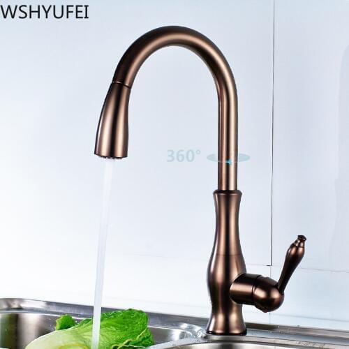 360° rotatable Kitchen single handle single hole hot and cold water faucet can be rotated to pull water tap