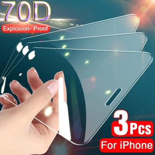Full cover 70D Glass For iPhone 11 Pro XS MAX XR X 11 Screen Protector Curved Tempered Glass For iPhone 11 XR 10 7 8 6 Plus Film