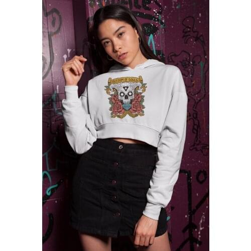 Angemiel Wear Freedom Of Women White Short Hooded Sweatshirt