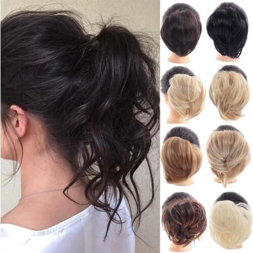 DIANQI Synthetic Messy Hair Bun Women Chignon Wrap Around Ponytail Hair Extension Hairpieces For Women Fake Hair Band Donut