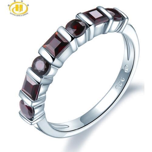 Natural Black Garnet Womens Ring 925 Sterling Silver Rings Gemstone Wedding Fine Jewelry Elegant Design for Anniversary Gift
