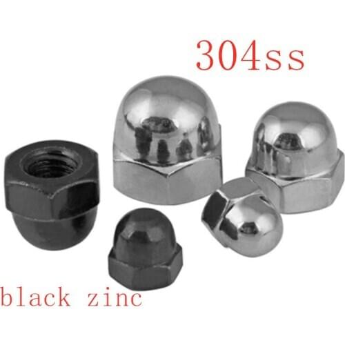 2-50pcs steel with black or stainless steel Acorn Nuts M3 m4 m5 m6 m8 m10 m12 Cap Nut Acorn Dome Head Hex Nuts