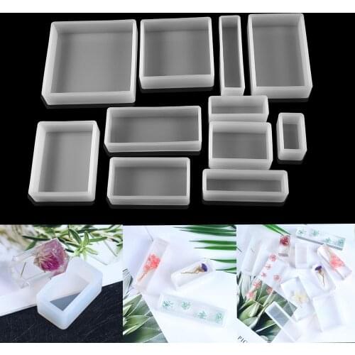 1Pcs Square Rectangle Silicone Molds Plant Specimen Mould UV Epoxy Resin Mold Dried Flowers for DIY Jewelry Making Accessories