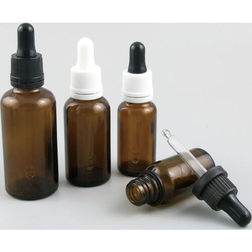 10 x 5ml 10ml 15ml 20ml 30ml 50ml 100ml Essential Oil Brown Glass Bottle With Dropper For Liquid Reagent Pipette with Lock