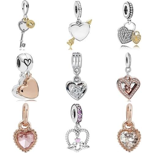 2020 Berloque trinket love & heart bling charms diy bead jewelry for women fashion gift fit original pandora bracelet & necklace
