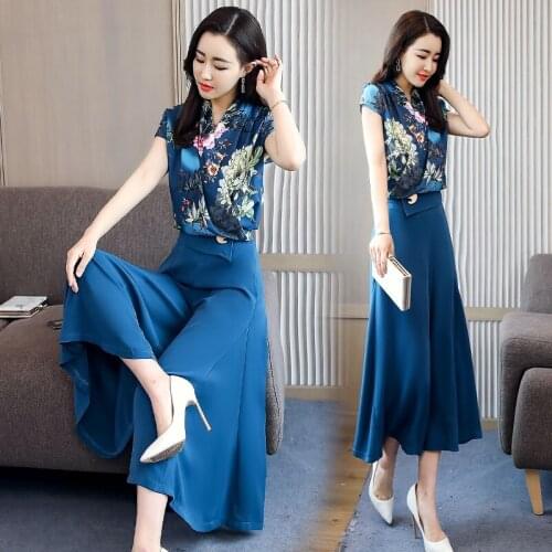 2020 WomenS 2 Piece Suits Summer Korean Style Clothing Female Elegant Wide Leg Pants New Fashion 2 Peice Set Women AA5417