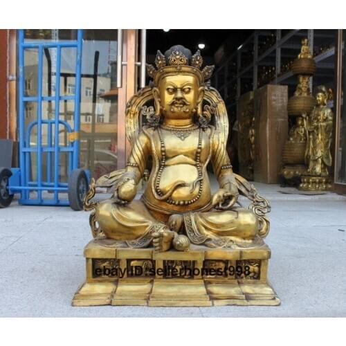 26 Tibet Buddhism Copper Bronze gilt Yellow Jambhala God wealth Buddha Statue