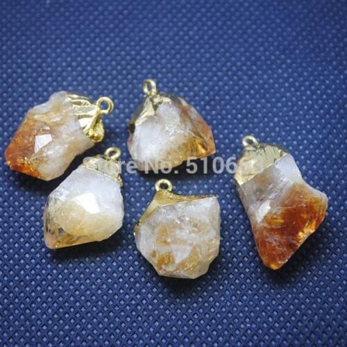 3 Pieces/Lot Nature Citrinee Stone Pendant Charms Pendant For Charms Fashion Jewelry Designs Size 25-30mm