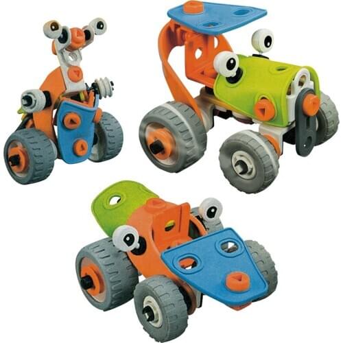 3-IN-1 DIY Assemble race car flexible building blocks truck plastic toys robot for boy indoor educational transformable vehicles