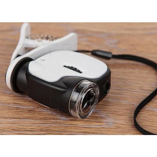 55X LED Illuminated CellPhone Magnifier Jewelry Appraisal Loupe Pocket Microscope 55 Times with UV Light and Mobile Phone Clip