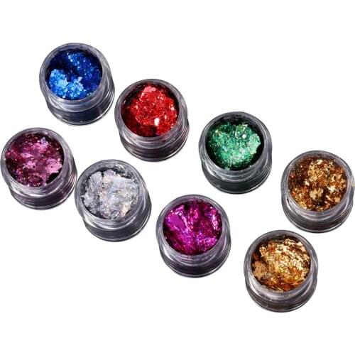 8PCS Rose Gold Nail Sequins Colorful Beauty Nail Glitter Powder Mixed Size Nails Flakies Paillette 3D Nail Art Decoration