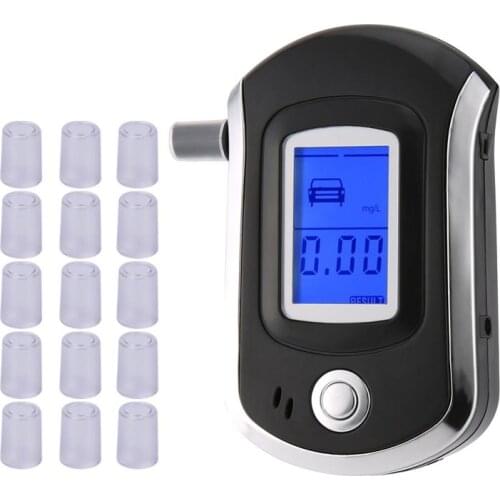AT6000 Alcohol Tester with 16 Mouthpieces Professional Digital Breath Breathalyzer with LCD Dispaly Bafometro Alcoholimetro DFDF
