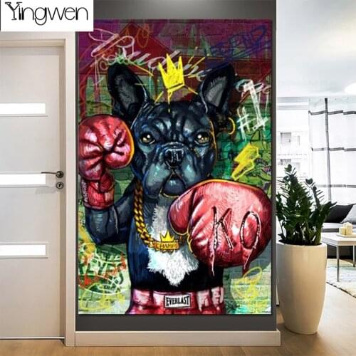 5D DIY Full Diamond Embroidery Graffiti Boxing Dog Diamond Painting Cross Stitch Kits Mosaic Animal Handicraft Art Home Decor