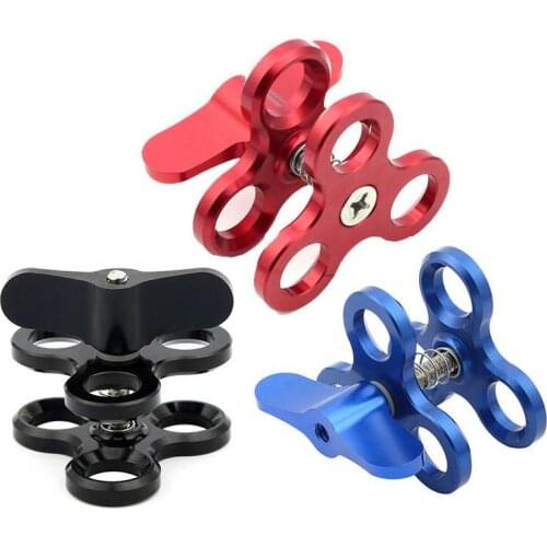 Aluminum CNC Camera Diving Ball Fixture Lights Arm Ball Butterfly Clip Triple Clamp Mount Adapter for Gopro 5 6