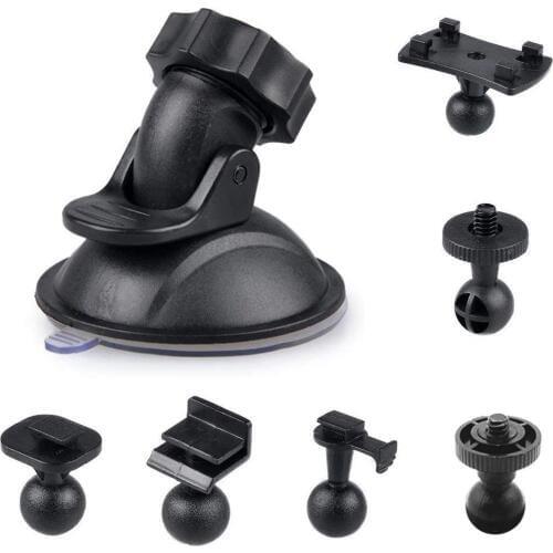 Car Suction Cup for Dash Cam Holder with 6 Types Adapter, 360 Degree Angle Car Mount for Driving DVR Camera Camcorder