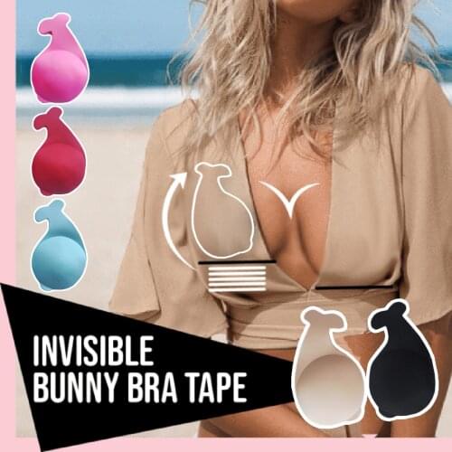 Kawaii Rabbit Bra Pads Women Push Up Bras For Self Adhesive Silicone Strapless Invisible Bra Reusable Sticky Breast Lift Up Tape