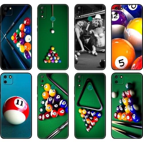 Black tpu Case For Huawei Y9S Y6S Y8S Y5P Y7P Y8P Case For Huawei Y5 lite Prime Y6 billiard ball sports Gentlemanly Printing