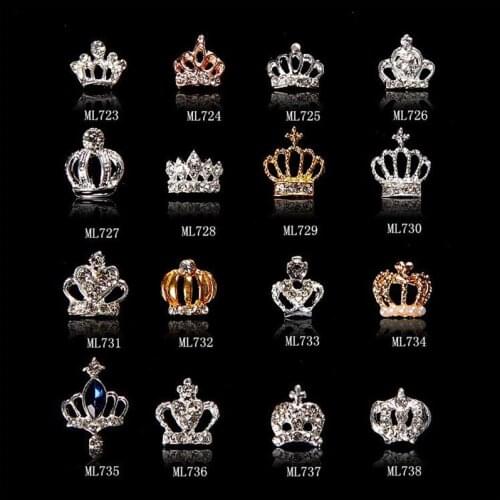 10pcs Nail Art golden Crown Alloy Jewelry Charms Decorations Crystal Polish Manicure Craft Germs 3D Rhinestones Accessories #5-6