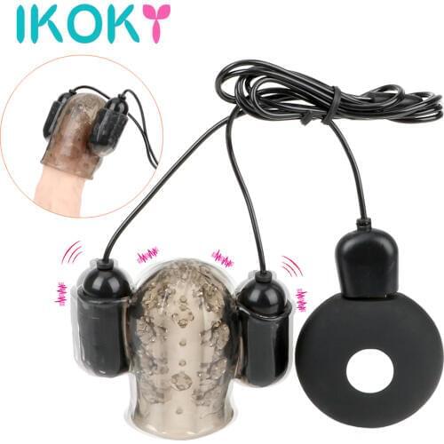 IKOKY Male Masturbator Glans Vibrators Erotic 20 Speeds Stamina Trainer Delay Ejaculation Sex Toys for Men Adult Products