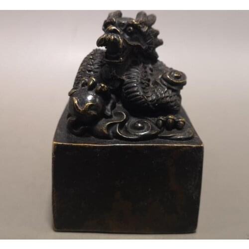 China brass archaize dragon seal crafts statue