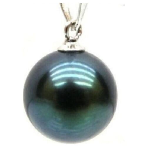 Hot selling free shipping PERFECT ROUND 16 MM BLACK TAHITIAN SHELL PEARL PENDANT