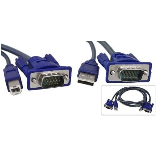 HWEXPRESS Hot Blue 1.4M 15 Pin VGA + USB Male to Male VGA Print Cable for CRT PC