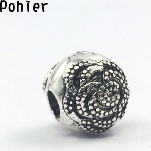 DIY Fashion Rose Flower Clips Stopped Safty Charms European Beads Fit Charms Bracelets&Bangle For Women Jewelry