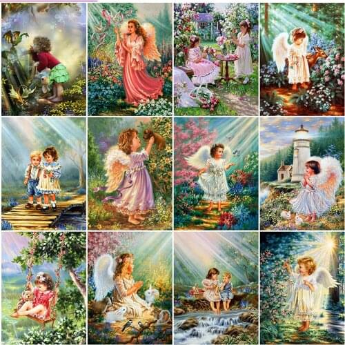 MomoArt 5D Full Square Diamond Painting Angel DIY Diamond Embroidery Portrait Cross Stitch Mosaic Art Home Decorations
