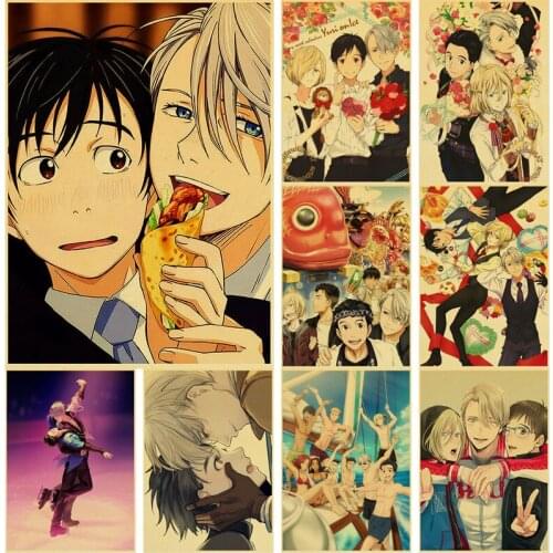 Cartoon YURI!!! on ICE Anime Poster Japanese Cartoon ComicCanvas Painting Nordic Posters Prints Wall Pictures Living Room Decor