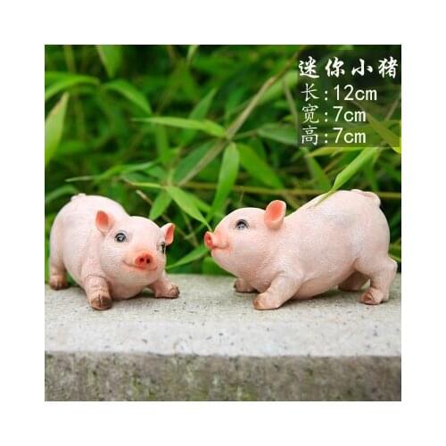 SET Cute little pig decoration outdoor garden park creative home animal resin sculpture crafts sculptures room