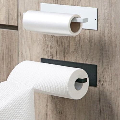 Wall Mount Kitchen Self Adhesive Paper Roll Holder Rack Bathroom Towel Storage