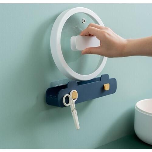 1Pcs Wall Mounted Holder Kitchen Plastic Storage Rack Pot Lid Rack Pan Cover Hanging Holder for Bathroom Restroom Toilet