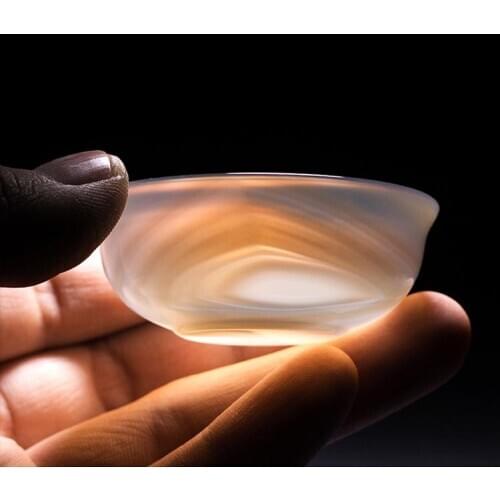 Natural Jade Tea Master Cup High Quality Japanese Style Agate Teacup Tea Bowl Stone Teaware Creative Home Decor