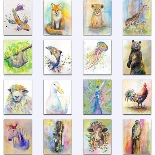 Full Diamond painting mosaic Animal fish fox lion giraffe dolphin bear 3D Diamond embroidery sheep chicken chicken horse cattle