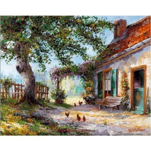 Needlework for embroidery DIY DMC Color High Quality - Counted Cross Stitch Kits 14 ct Oil painting - Small Farm House